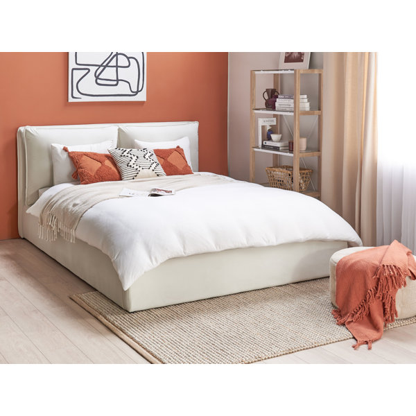 Canora Grey Velvet EU King Size Ottoman Bed Beige Aimien Wayfair.co.uk